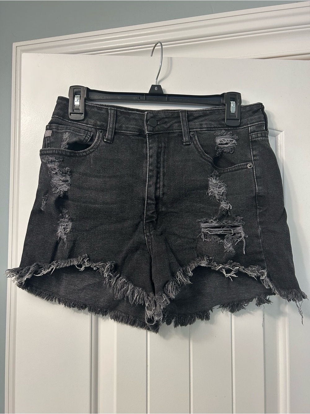 Black Distressed Denim Shorts